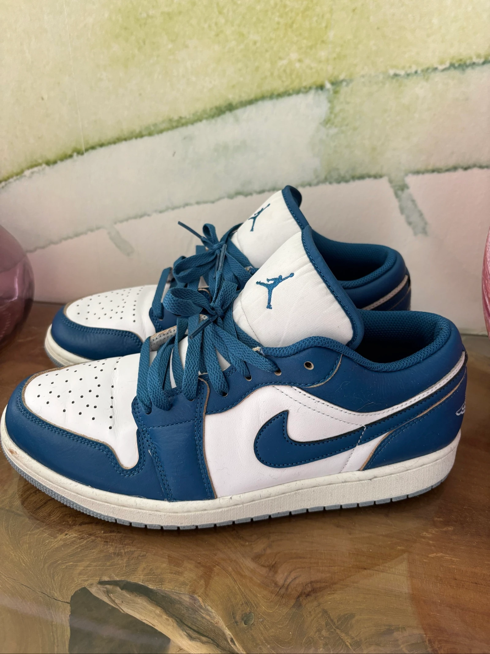 Baskets Nike Air Jordan 1 low bleu blanc 